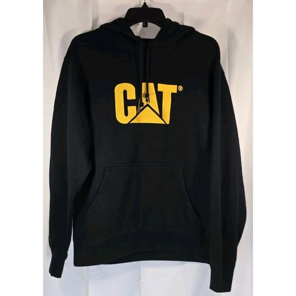 CAT Caterpillar Hooded Heavy Construction Sweatshirt Men's Medium‎ Black Hoodie